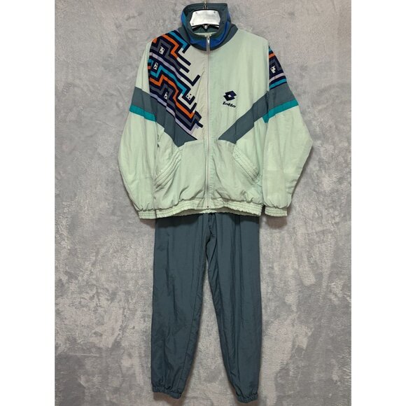 Vintage Lotto Track Suit Womens Small Green Retro Jacket Pants Warm-Up Soccer - Picture 1 of 16